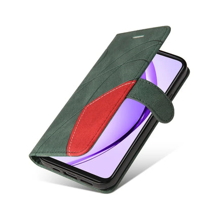 For Oppo A3x 4G / 5G (India) / A3 4G / 5G / A60 5G / A40 4G / A40M 4G Leather Case Wallet Stand Color Splicing Phone Cover