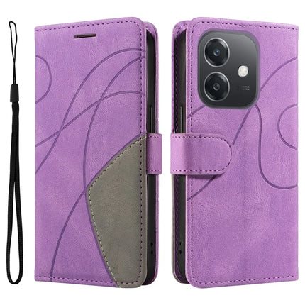 For Oppo A3x 4G / 5G (India) / A3 4G / 5G / A60 5G / A40 4G / A40M 4G Leather Case Wallet Stand Color Splicing Phone Cover  - Light Purple