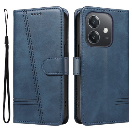 For Oppo A3x 4G / 5G (India) / A3 4G / 5G / A60 5G / A40 4G / A40M 4G Case Flip Wallet T-Shape Lines Leather Phone Cover - Blue