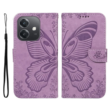 For Oppo A3x 4G / 5G (India) / A3 4G / 5G / A60 5G / A40 4G / A40M 4G Case Butterfly Pattern Leather Wallet Flip Phone Cover - Light Purple