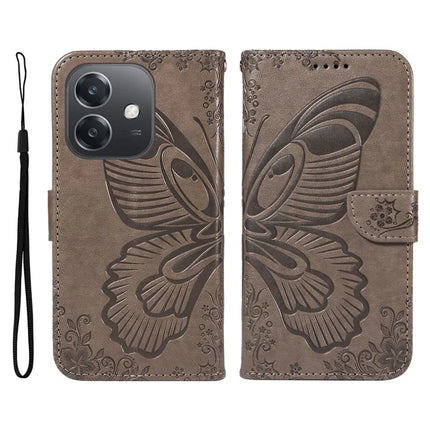 For Oppo A3x 4G / 5G (India) / A3 4G / 5G / A60 5G / A40 4G / A40M 4G Case Butterfly Pattern Leather Wallet Flip Phone Cover - Grey