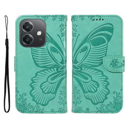 For Oppo A3x 4G / 5G (India) / A3 4G / 5G / A60 5G / A40 4G / A40M 4G Case Butterfly Pattern Leather Wallet Flip Phone Cover - Green
