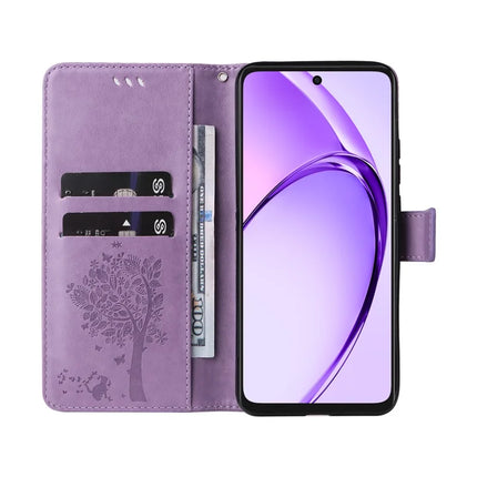 KT Imprinting Flower Series-3 For Oppo A3x 4G / 5G (India) / A3 4G / 5G / A60 5G / A40 4G / A40M 4G Case Cat Tree Pattern Flip Leather Phone Cover
