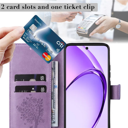 KT Imprinting Flower Series-3 For Oppo A3x 4G / 5G (India) / A3 4G / 5G / A60 5G / A40 4G / A40M 4G Case Cat Tree Pattern Flip Leather Phone Cover