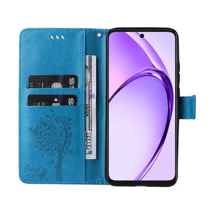 KT Imprinting Flower Series-3 For Oppo A3x 4G / 5G (India) / A3 4G / 5G / A60 5G / A40 4G / A40M 4G Case Cat Tree Pattern Flip Leather Phone Cover
