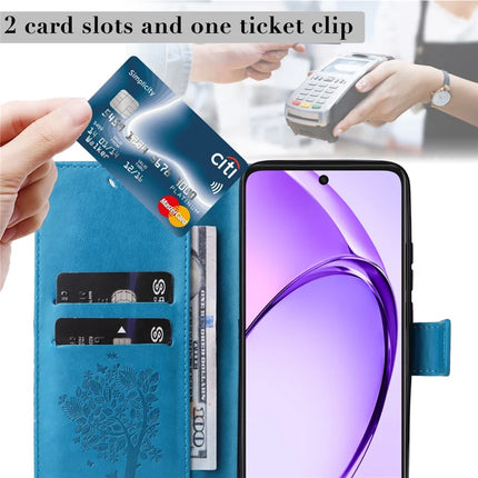 KT Imprinting Flower Series-3 For Oppo A3x 4G / 5G (India) / A3 4G / 5G / A60 5G / A40 4G / A40M 4G Case Cat Tree Pattern Flip Leather Phone Cover