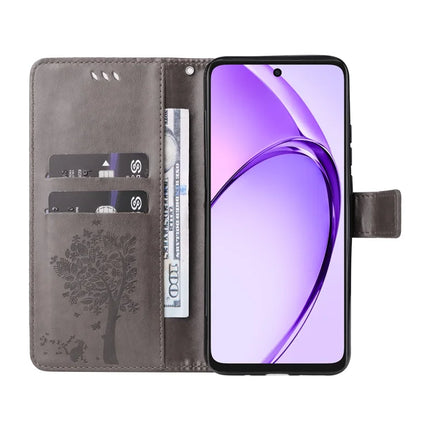 KT Imprinting Flower Series-3 For Oppo A3x 4G / 5G (India) / A3 4G / 5G / A60 5G / A40 4G / A40M 4G Case Cat Tree Pattern Flip Leather Phone Cover