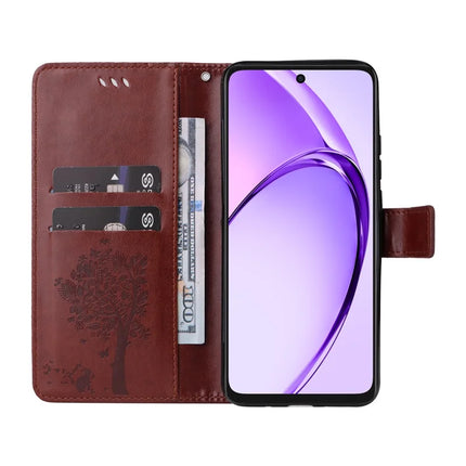 KT Imprinting Flower Series-3 For Oppo A3x 4G / 5G (India) / A3 4G / 5G / A60 5G / A40 4G / A40M 4G Case Cat Tree Pattern Flip Leather Phone Cover