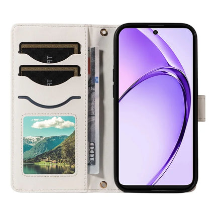 For Oppo A3x 4G / 5G (India) / A3 4G / 5G / A60 5G / A40 4G / A40M 4G Case Wallet Rhombus Leather Phone Cover with Shoulder Strap, Wrist Strap