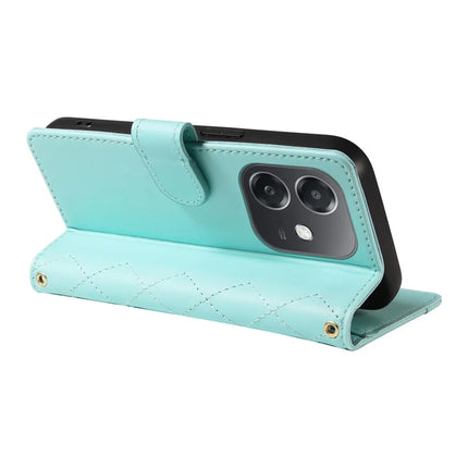 For Oppo A3x 4G / 5G (India) / A3 4G / 5G / A60 5G / A40 4G / A40M 4G Case Wallet Rhombus Leather Phone Cover with Shoulder Strap, Wrist Strap