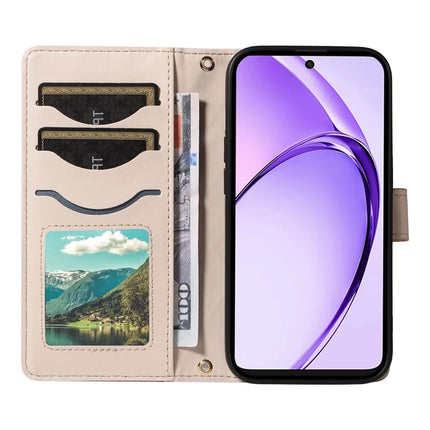 For Oppo A3x 4G / 5G (India) / A3 4G / 5G / A60 5G / A40 4G / A40M 4G Case Wallet Rhombus Leather Phone Cover with Shoulder Strap, Wrist Strap