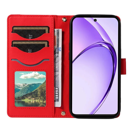 For Oppo A3x 4G / 5G (India) / A3 4G / 5G / A60 5G / A40 4G / A40M 4G Case Wallet Rhombus Leather Phone Cover with Shoulder Strap, Wrist Strap