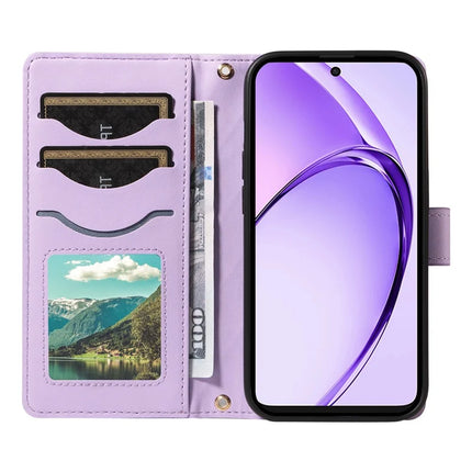 For Oppo A3x 4G / 5G (India) / A3 4G / 5G / A60 5G / A40 4G / A40M 4G Case Wallet Rhombus Leather Phone Cover with Shoulder Strap, Wrist Strap