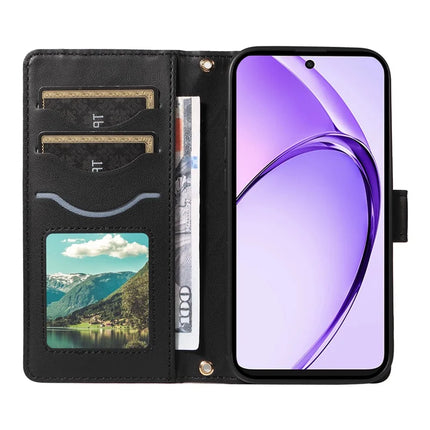 For Oppo A3x 4G / 5G (India) / A3 4G / 5G / A60 5G / A40 4G / A40M 4G Case Wallet Rhombus Leather Phone Cover with Shoulder Strap, Wrist Strap