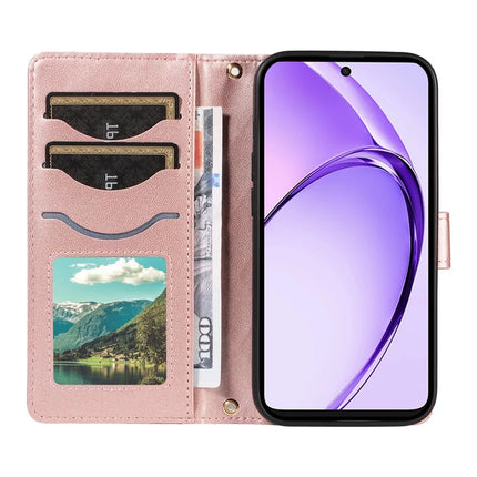 For Oppo A3x 4G / 5G (India) / A3 4G / 5G / A60 5G / A40 4G / A40M 4G Case Wallet Rhombus Leather Phone Cover with Shoulder Strap, Wrist Strap