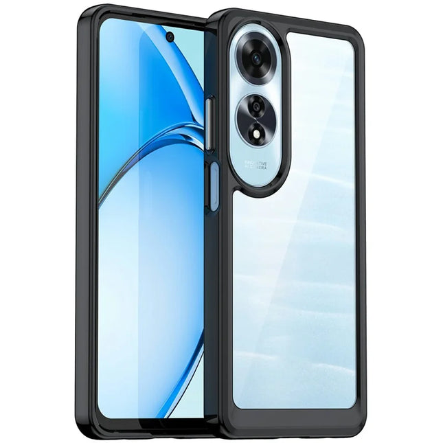 For Oppo A60 4G Case TPU +Acrylic Protective Clear Phone Cover - Black