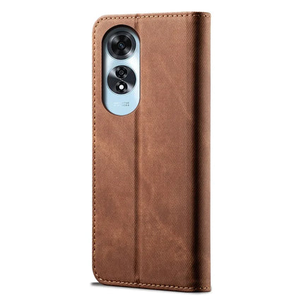 For Oppo A60 4G Case Jeans Cloth Texture Anti-Scratch Leather Stand Phone Cover