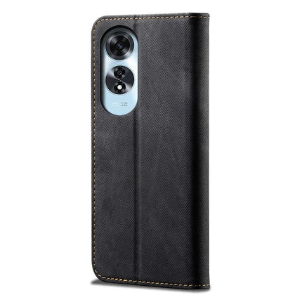 For Oppo A60 4G Case Jeans Cloth Texture Anti-Scratch Leather Stand Phone Cover