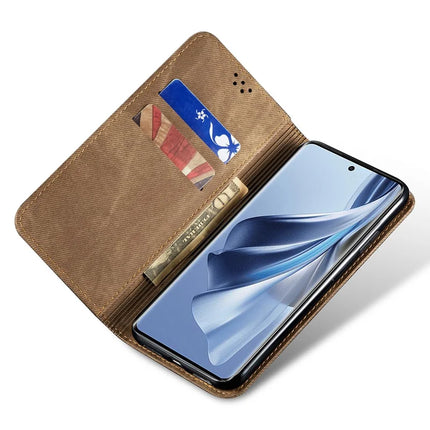 For Oppo A60 4G Case Jeans Cloth Texture Anti-Scratch Leather Stand Phone Cover