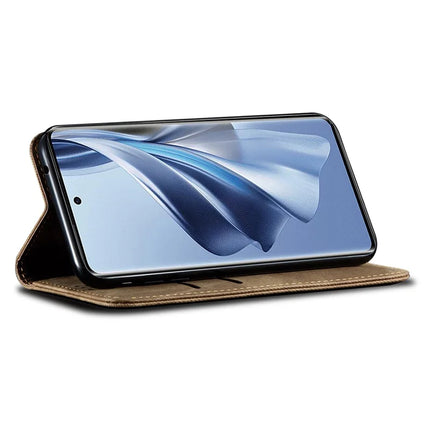 For Oppo A60 4G Case Jeans Cloth Texture Anti-Scratch Leather Stand Phone Cover