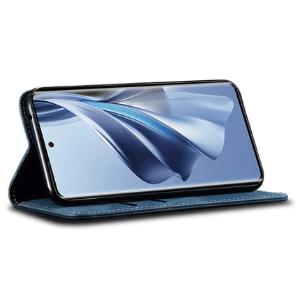 For Oppo A60 4G Case Jeans Cloth Texture Anti-Scratch Leather Stand Phone Cover
