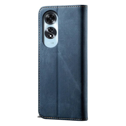 For Oppo A60 4G Case Jeans Cloth Texture Anti-Scratch Leather Stand Phone Cover