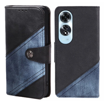 For Oppo A60 4G Case Splicing Texture Leather Phone Cover Viewing Stand - Black