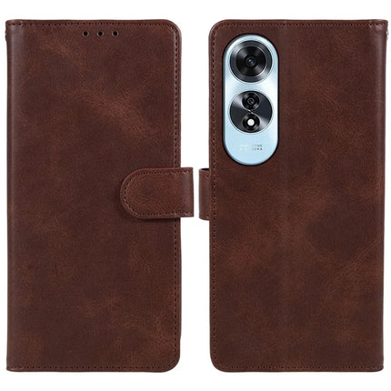 For Oppo A60 4G Case PU Leather Wallet Protective Phone Cover Calf Texture - Brown