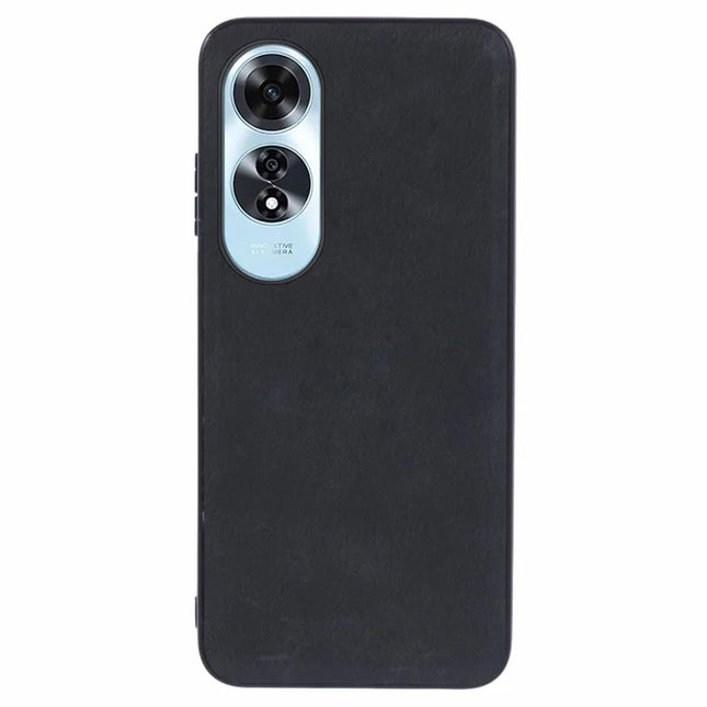 For Oppo A60 4G Case Retro Leather Coated PC+TPU Phone Cover - Black