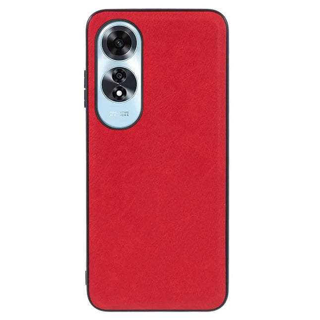 For Oppo A60 4G Case Retro Leather Coated PC+TPU Phone Cover - Red