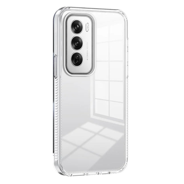 For Oppo Reno12 5G (Global) Clear Phone Case TPU+PC Anti-Slip Drop-Proof Back Cover - Transparent