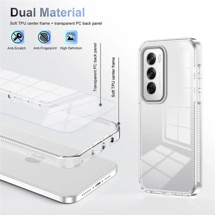 For Oppo Reno12 5G (Global) Clear Phone Case TPU+PC Anti-Slip Drop-Proof Back Cover