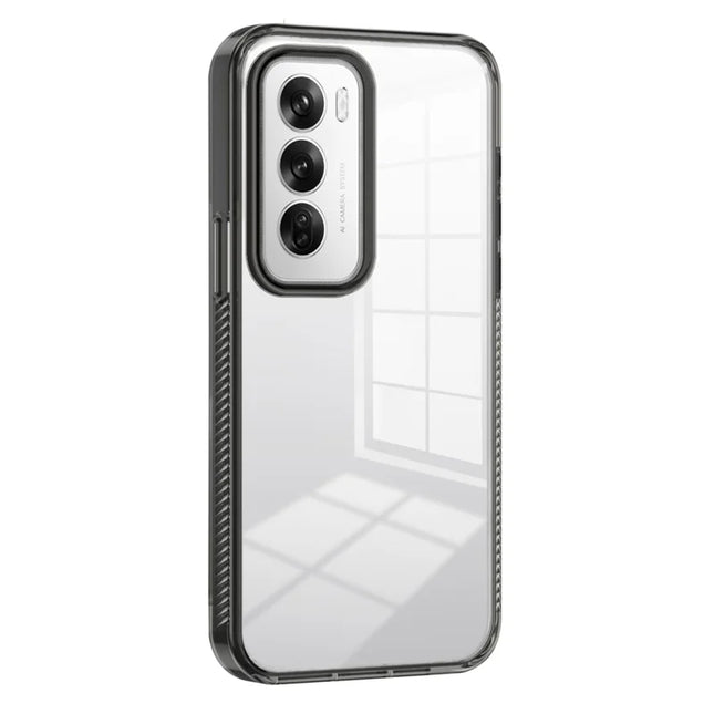 For Oppo Reno12 5G (Global) Clear Phone Case TPU+PC Anti-Slip Drop-Proof Back Cover - Black