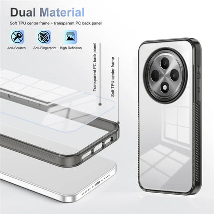 For Oppo Reno12 F 4G / 5G Clear Phone Case TPU+PC Anti-Slip Drop-Proof Back Cover