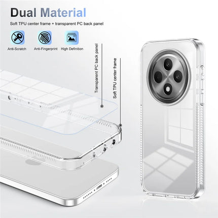 For Oppo Reno12 F 4G / 5G Clear Phone Case TPU+PC Anti-Slip Drop-Proof Back Cover