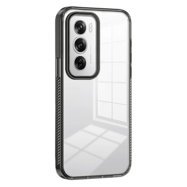 For Oppo Reno12 Pro 5G (Global) Clear Phone Case TPU+PC Anti-Slip Drop-Proof Back Cover - Black