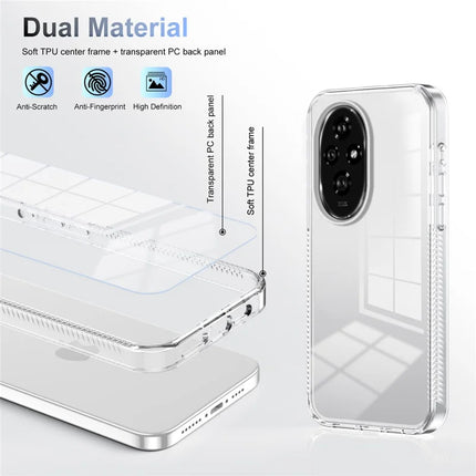 For Honor 200 5G Clear Phone Case TPU+PC Anti-Slip Drop-Proof Back Cover