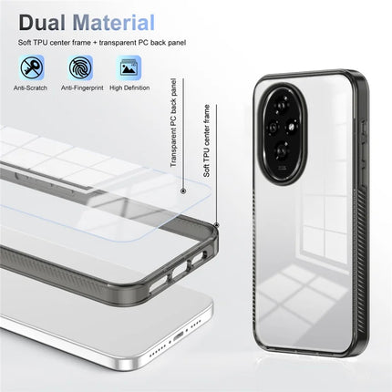 For Honor 200 5G Clear Phone Case TPU+PC Anti-Slip Drop-Proof Back Cover