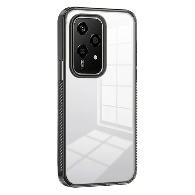 For Honor 200 Lite Clear Phone Case TPU+PC Anti-Slip Drop-Proof Back Cover - Black