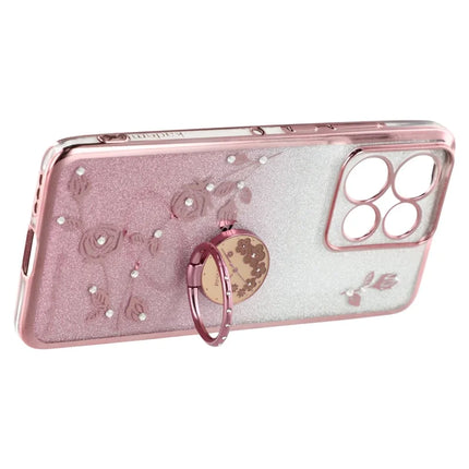 KADEM For Motorola Edge 50 Neo 5G / Moto S50 5G / Thinkphone 25 5G Case Ring Kickstand TPU Flowers Phone Cover Gradient Glitter