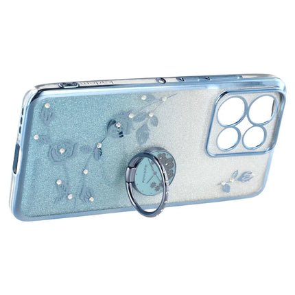 KADEM For Motorola Edge 50 Neo 5G / Moto S50 5G / Thinkphone 25 5G Case Ring Kickstand TPU Flowers Phone Cover Gradient Glitter