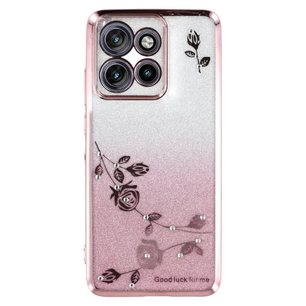 KADEM For Motorola Edge 50 Neo 5G / Moto S50 5G / Thinkphone 25 5G Case Flower TPU Flexible Gradient Phone Cover - Rose Gold