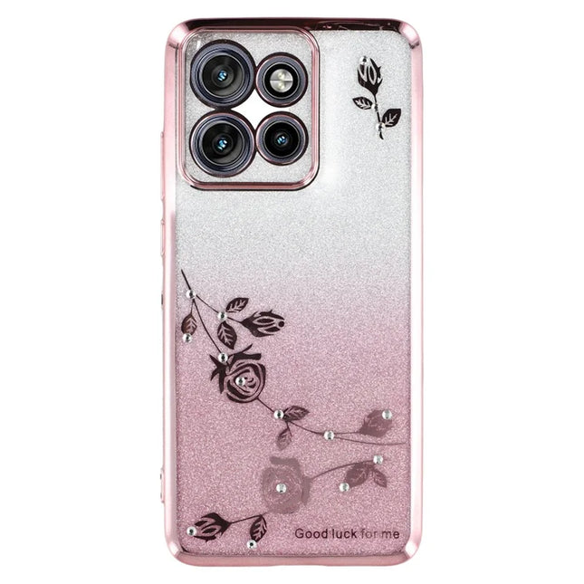 KADEM For Motorola Edge 50 Neo 5G / Moto S50 5G / Thinkphone 25 5G Case Flower TPU Flexible Gradient Phone Cover - Rose Gold