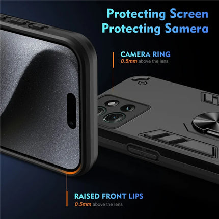 For Motorola Edge 50 5G Case PC+TPU Drop Defend Phone Cover with Ring Kickstand