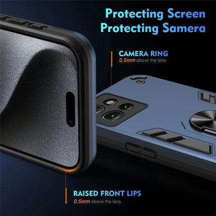 For Motorola Edge 50 5G Case PC+TPU Drop Defend Phone Cover with Ring Kickstand