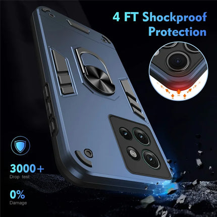 For Motorola Edge 50 5G Case PC+TPU Drop Defend Phone Cover with Ring Kickstand