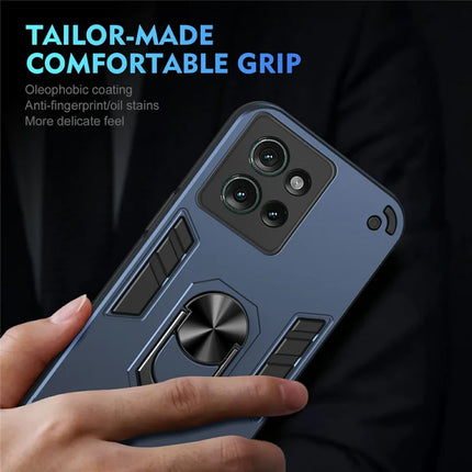For Motorola Edge 50 5G Case PC+TPU Drop Defend Phone Cover with Ring Kickstand