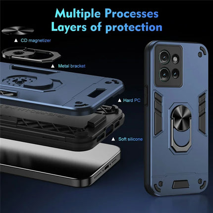 For Motorola Edge 50 5G Case PC+TPU Drop Defend Phone Cover with Ring Kickstand
