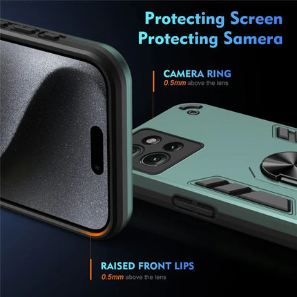 For Motorola Edge 50 5G Case PC+TPU Drop Defend Phone Cover with Ring Kickstand