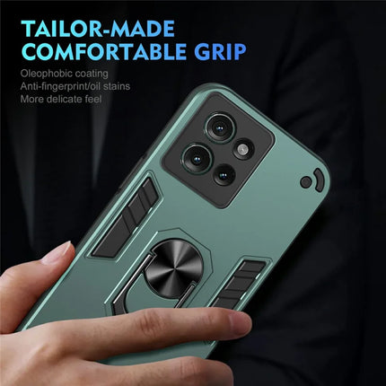 For Motorola Edge 50 5G Case PC+TPU Drop Defend Phone Cover with Ring Kickstand